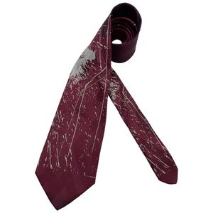 CLAUDE MONTANA Burgundy/Gray Art Silk LUXURY Tie ITALY